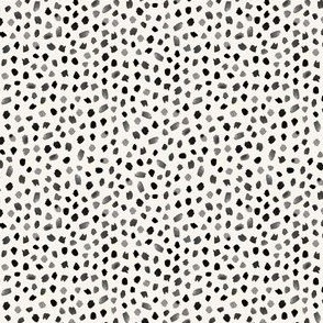 Smaller Scale // Painted Dot Marks - Polka Dots in Black on White with Texture