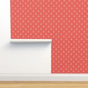 S. Cream white Anchors on Coral Red nautical coastal, small scale