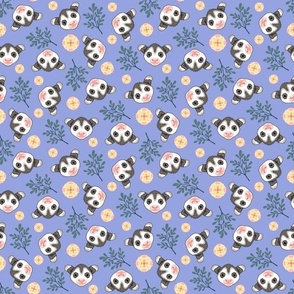 sweet possums 1 one inch baby opossum face tossed garden botanical in light ultramarine blue azure violet kids childrens clothing and bedding