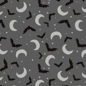 Moon and Bats Gray