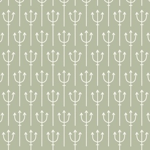 Nautical trident | Small Scale | Soft Green, Warm White