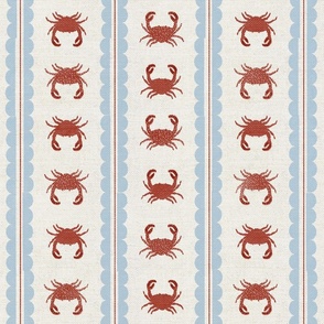 Crabs with Scalloped Stripe | Block Print