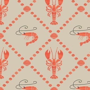 Crustacean Core | Lobsters, shrimps and seashells | Sand and Orange