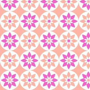 Round Fiesta Flower Tile, pink on peach