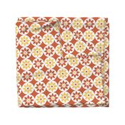 Round Fiesta  Flower Tile, yellow on brown