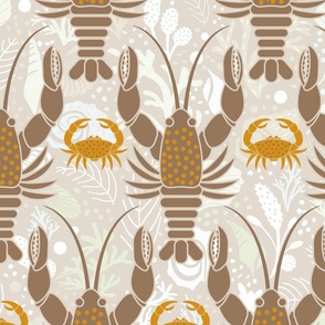 Geometric Neutral Crustacean Lobsters and Crabs - Claw Friends