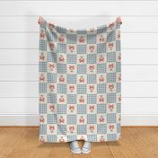 Crab Shell Tassel on Houndstooth Checkers - blue and cream