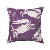 Large Block Printed Fiddler Crab Beach Life in Violet