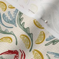 Crab Damask - Warm Linen