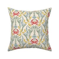 Crab Damask - Warm Linen