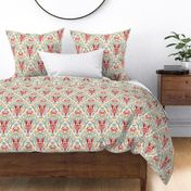 Crab and Lobster Watercolor Damask - Warm Linen