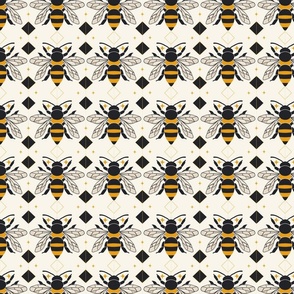 Bee Bliss: Yellow and Cream Geometric Bee Pattern