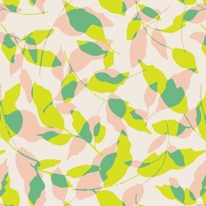 Modern Abstract Leaf Risograph effect   - Lime
