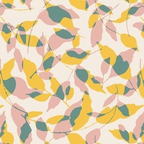 Modern Abstract Leaf Risograph effect   - Pink Green