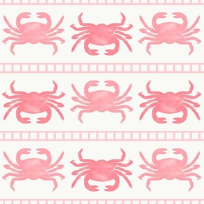 Crustacean Core Crabs in Coastal Coral Pink and Cream - Large - Seafood, Nautical, Beach House