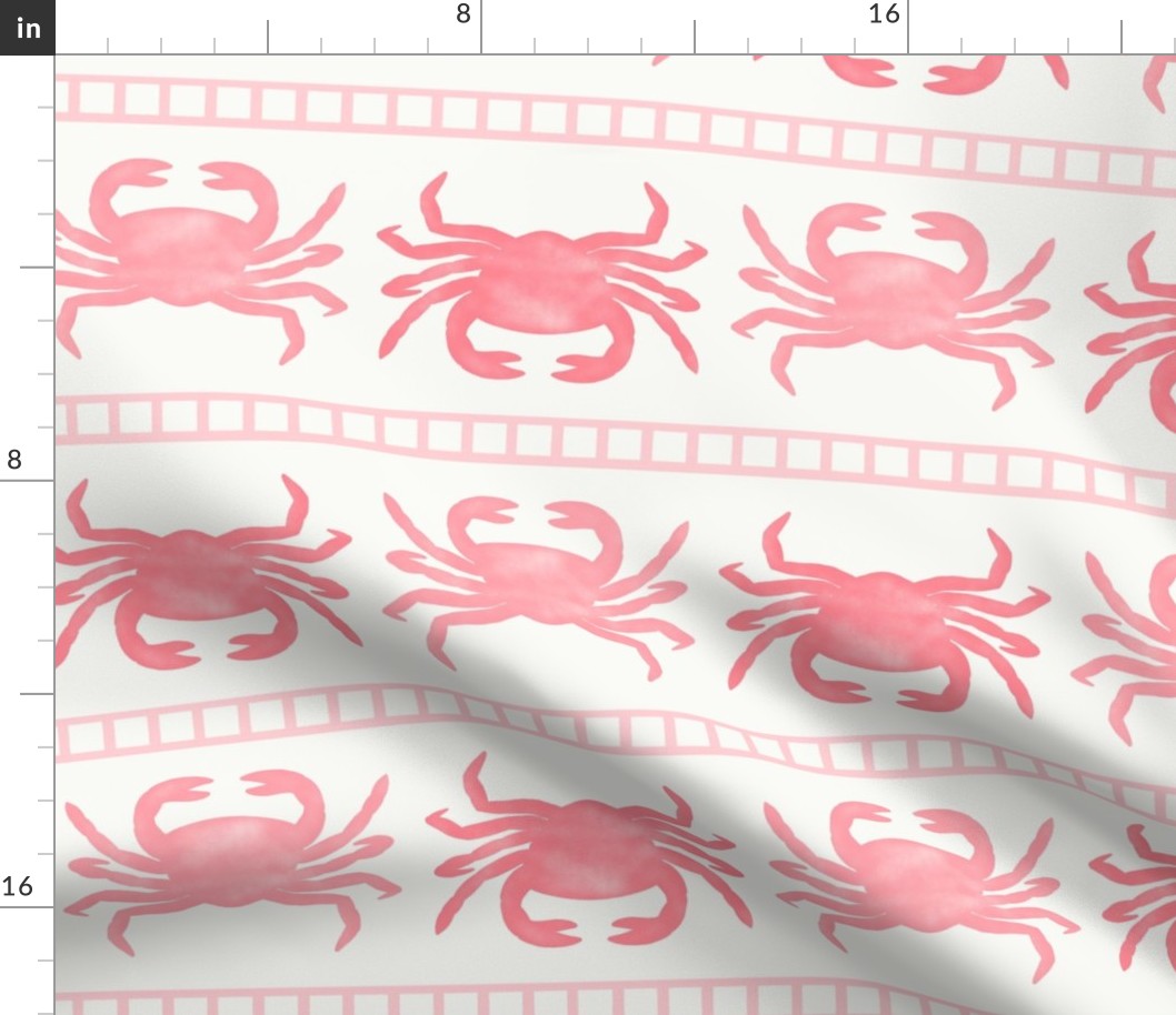 Crustacean Core Crabs in Coastal Coral Pink and Cream - Large - Seafood, Nautical, Beach House