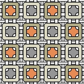 modern geometric pattern art deco gray olive orange