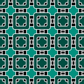 simple classic geometric pattern green turquoise with black 