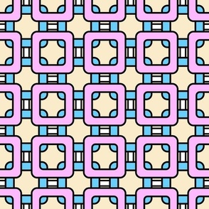 modern geometric pattern art deco pink sky blue and beige