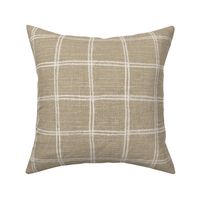 plaid linen-look in white on flax