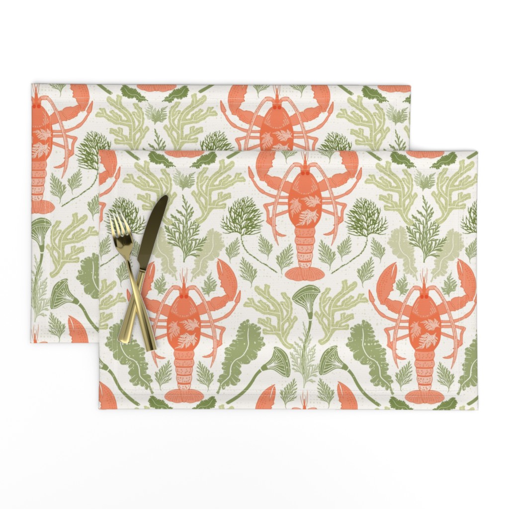 Medium Scale Lobster Love in Coral and Green