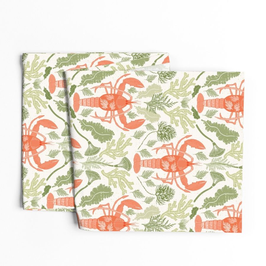 Medium Scale Lobster Love in Coral and Green