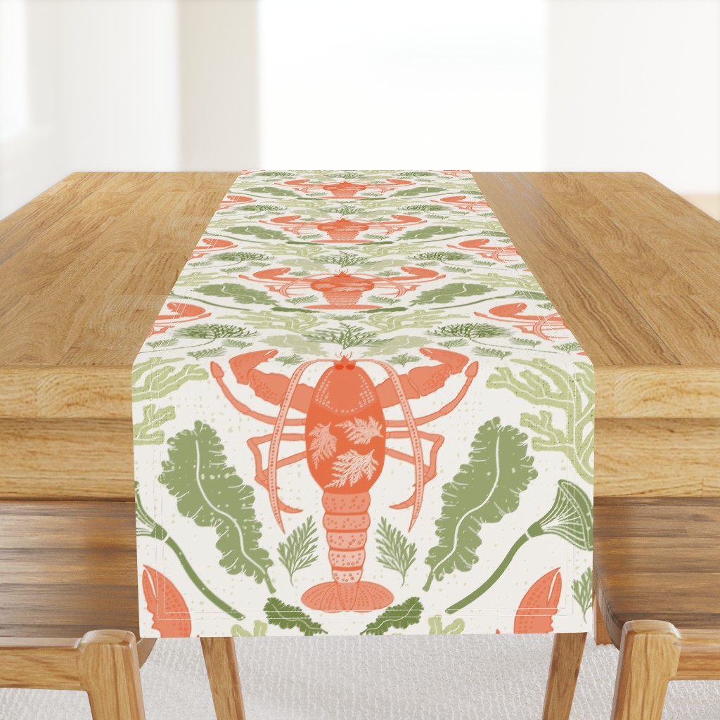 Large Scale Lobster Love in Coral and Green