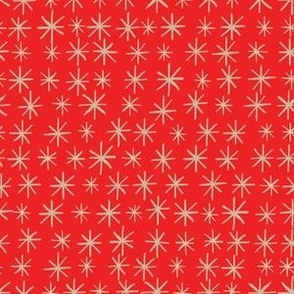 Cream White Stars On Bright Red Background Modern Minimalistic Wallpaper 6x6