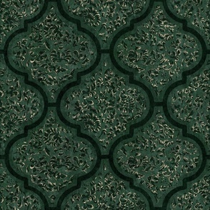 Moroccan Tile - Dark Green, Large Scale