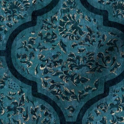 Moroccan Tile - Petrol Blue, Large scale