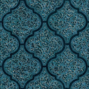 Moroccan Tile - Petrol Blue, Large scale