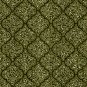 Moroccan Tile - Olive Green, Medium Scale