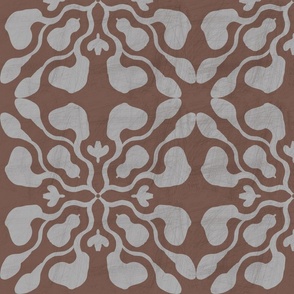 Modern Groovy Geometric Block Print - Brown and Gray, Jumbo