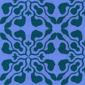 Modern Groovy Geometric Block Print - Dark Green and Blue, Jumbo