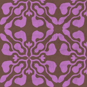Modern Groovy Geometric Block Print - Lavender Pink and Brown, Jumbo