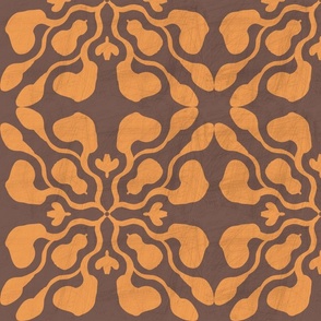 Modern Groovy Geometric Block Print - Orange and Brown, Jumbo