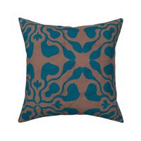 Modern Groovy Geometric Block Print - Teal and Brown, Jumbo