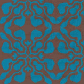 Modern Groovy Geometric Block Print - Turquoise and Brown, Jumbo