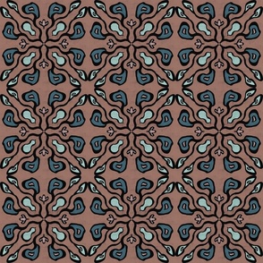 Fun Alien Modern Geometric Tile - Brown Turquoise Teal
