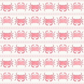 Crustacean Core Crabs in Coastal Coral Pink and Cream - Medium - Seafood, Nautical, Beach House