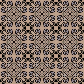 Fun Alien Modern Geometric Tile - Lilac Beige Olive
