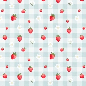 [small] Strawberry Gingham — Blue