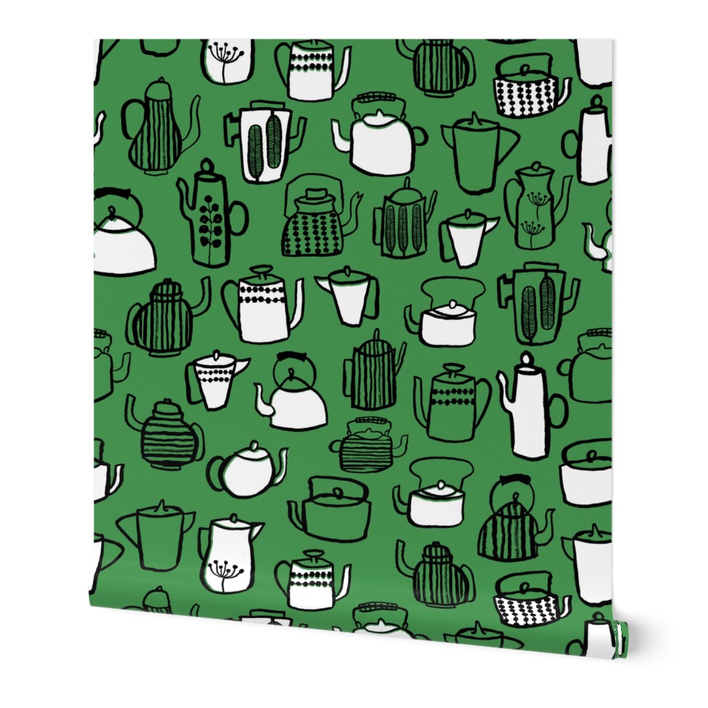 Teapots - Kelly Green/White/Black by Andrea Lauren