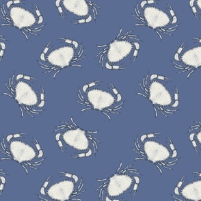 (M) Crustacean Crabs seafood white on blue nova