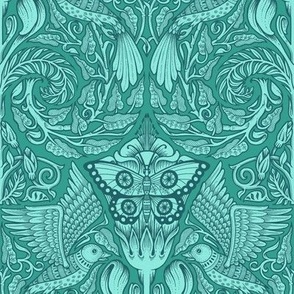 Birds and butterflies - aqua