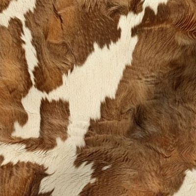 Realistic Cow Cowhide texture ,  cowboy Rodeo Western Ranch Fabric large scale WB24 brown