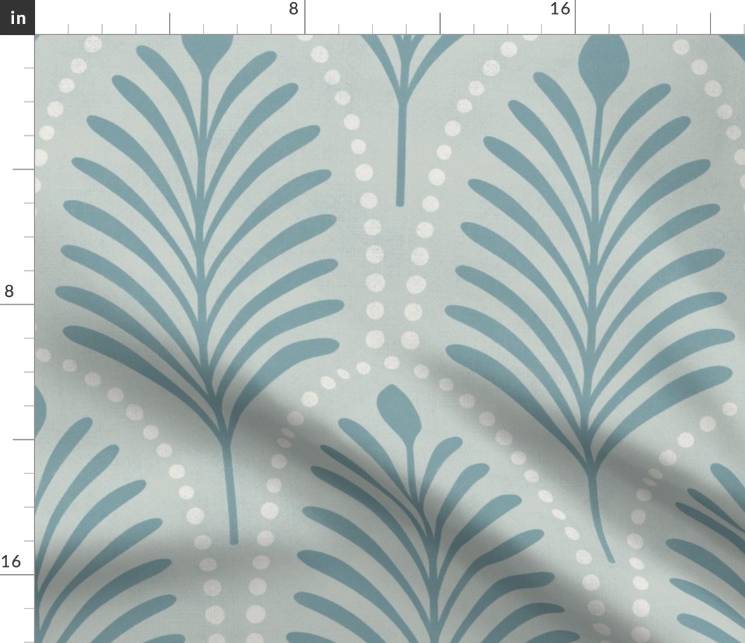 art deco leaves - dusty blue (large)