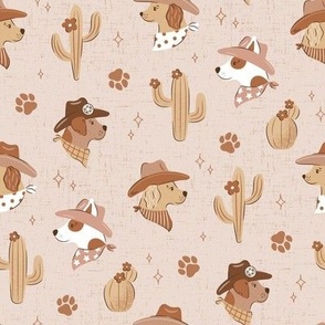 Cowboy Dogs western theme childrens design with cacti and paw prints, gender nuetral colors SMALL