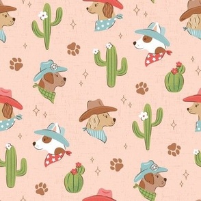Cowboy Dogs western theme childrens design with cacti and paw prints, gender neutral colors SMALL