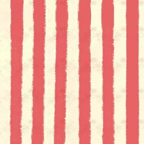 Seersucker Stripes Hand-Drawn Textured Classic Summer Beach Style - Crustacean Red